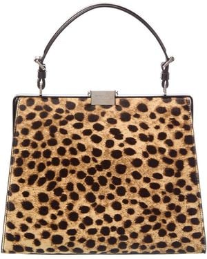 Michael Kors Simone Haircalf & Leather Frame Bag - Brown