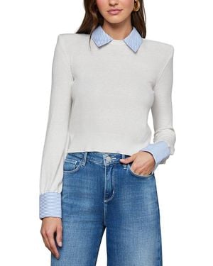 L'Agence April Poplin Collar Silk-Blend Pullover - Blue