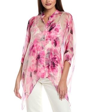 Johnny Was Katia Oversized Silk Blouse - Pink