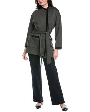Joseph Ribkoff Waist-Tie Robe Coat - Black