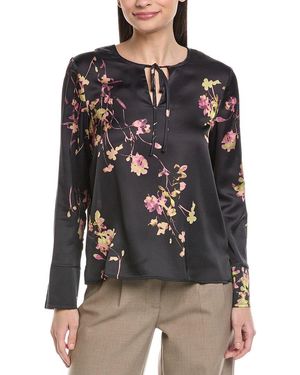 Vince Camuto Crewneck Tie Blouse - Black