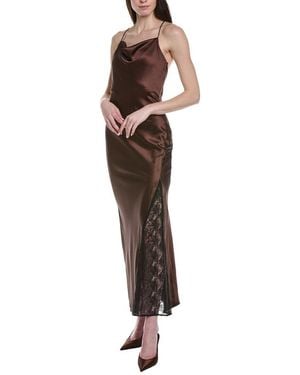 Line & Dot Dalton Lace Insert Dress - Brown