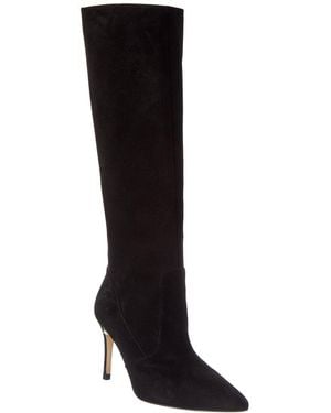 L'Agence Lena Knee High Suede Boot - Black