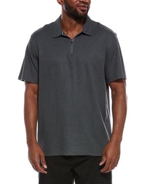 Ted Baker Rib Zip Polo Shirt - Grey