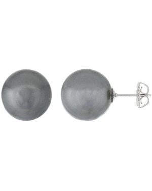 Splendid Silver 14-15mm Shell Pearl Earrings - Grey