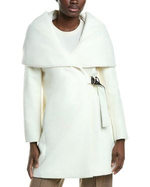 Via Spiga Wool-Blend Hooded Coat - White