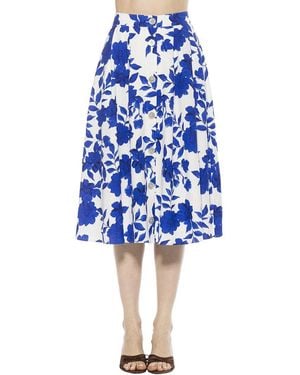 Alexia Admor Maya Linen-Blend Midi Skirt - Blue