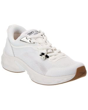 Jimmy Choo Diamond Run F Leather & Canvas Trainer - White