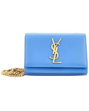 Saint Laurent Classic Monogram Crossbody Bag Grainy Small (authentic Pre-loved) - Blue