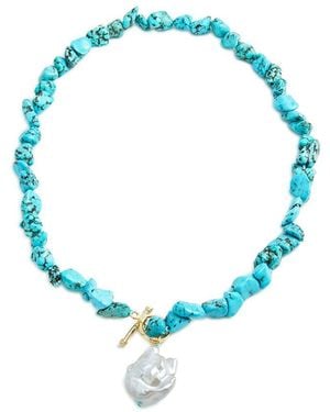 Savvy Cie 18K Plated 7-13Mm Pearl Toggle Necklace - Blue