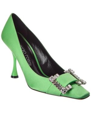 Sergio Rossi Twenty 90 Satin Pump - Green