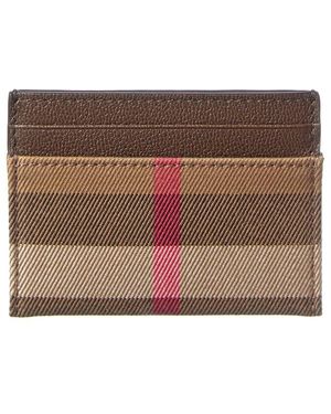 Burberry Check E-Canvas & Leather Card Case - Brown