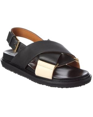 Marni Crisscross Fussbet Leather Sandal - Black