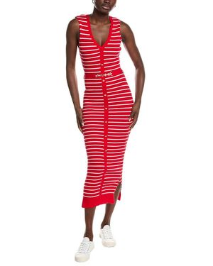Marion V-Neck Stripe Bodycon Dress - Red