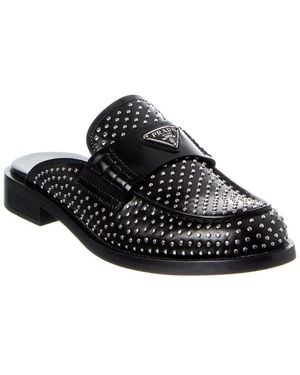 Prada Brushed Leather Mule - Black