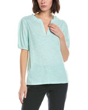 Stella Parker Caroline Notch Neck Puff Sleeve Top - Green