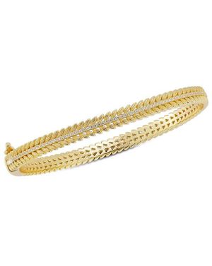 Chloe and Madison 14K Over Cz Feather Bangle Bracelet - Metallic
