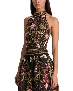 Alice + Olivia Gatz Open Back Crop Top - Black