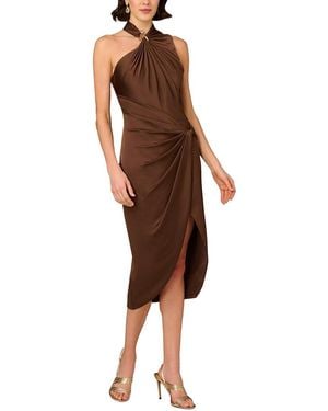 Aidan Mattox Solid Midi Dress - Brown