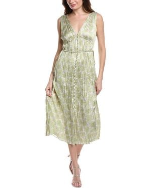 Rebecca Taylor Mini Astera Fleur Button Front Midi Dress - Green