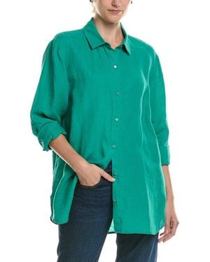 Eileen Fisher Classic Linen Long Shirt - Green