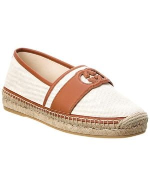 Gucci Interlocking G Canvas & Leather Espadrille - White