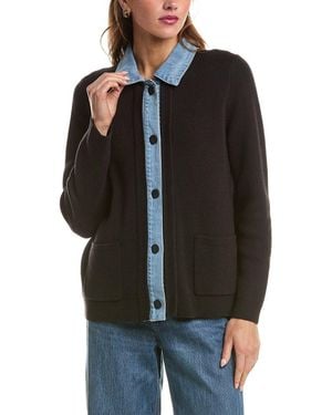 Jones New York Denim Trim Shirt - Black