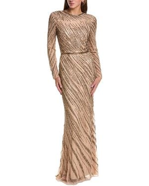 Issue New York Bead Embellished Gown - Natural