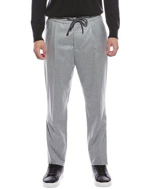 Brunello Cucinelli Pleated Leisure Fit Wool Drawstring Pant - Grey