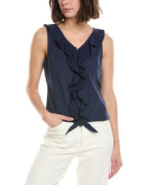 Stella Parker Anna Ruffle Neckline Blouse - Blue
