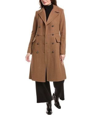 Kenneth Cole New York Chevron Textured Wool-Blend Military Coat - Brown
