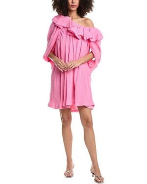 3.1 Phillip Lim Plisse Voile Ruffle Drape Mini Dress - Pink