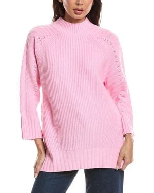 Forte Luxe Cable Mock Neck 100% Cashmere Jumper - Pink
