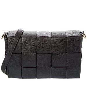 Isabella Rose Ember Hand-Woven Leather Shoulder Bag - Black