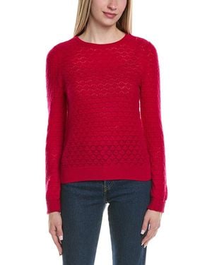 Sofiacashmere Pointelle Crewneck Wool & Cashmere-Blend Sweater - Red