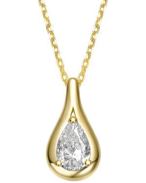 Rachel Glauber 14K Plated Cz Pendant Necklace - Metallic