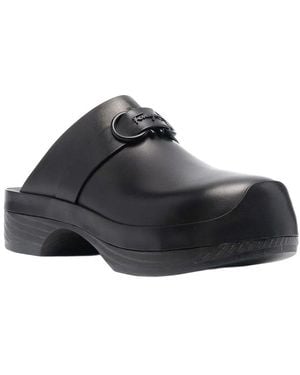 Ferragamo Gancini Leather Mule - Black