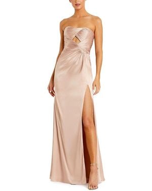 Mac Duggal Strapless Charmeuse Wrap Gown With Cutout Detail - Natural