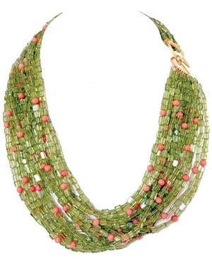 Arthur Marder Fine Jewelry Gold Over Silver Gemstone Layered Necklace - Green