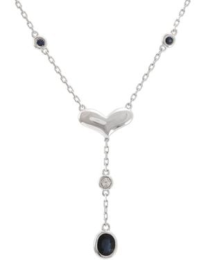 Gemstones 0.58 Ct. Tw. Diamond & Sapphire Necklace - Metallic