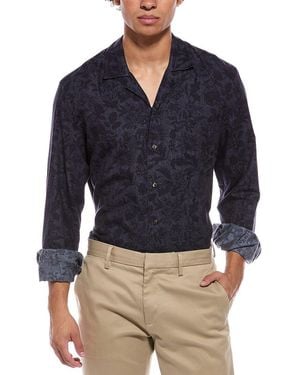 Isaia Camp Collar Shirt - Blue