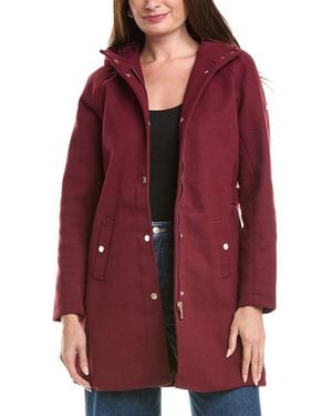 Nicole Miller Hooded Peacoat - Red