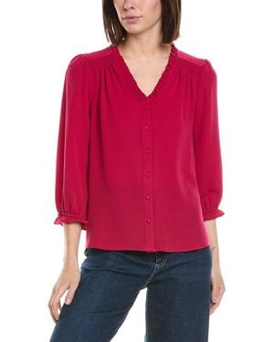 Cece 3/4 Sleeve V-Neck Blouse - Red