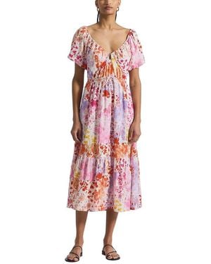 10 Crosby Derek Lam Laine Floral Printed Linen-Blend Maxi Dress - Red