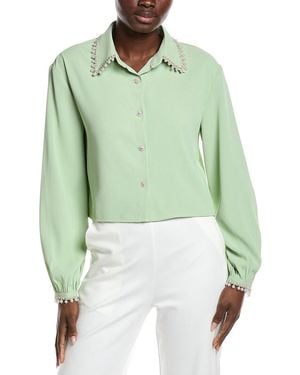 Gracia Pearl Beaded Crop Top - Green
