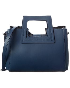 Italian Leather Top Handle Bag - Blue