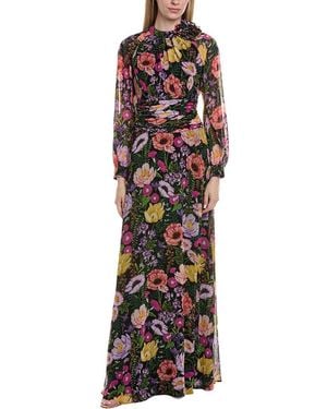 Teri Jon Printed Maxi Dress - Black