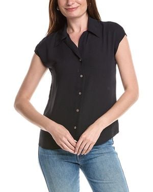 Tahari Camp Collar Blouse - Black
