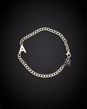 Italian Gold Over Silver 18K Initial Link Bracelet - Black