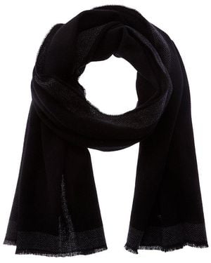 Vince Border Stripe Cashmere Scarf - Black